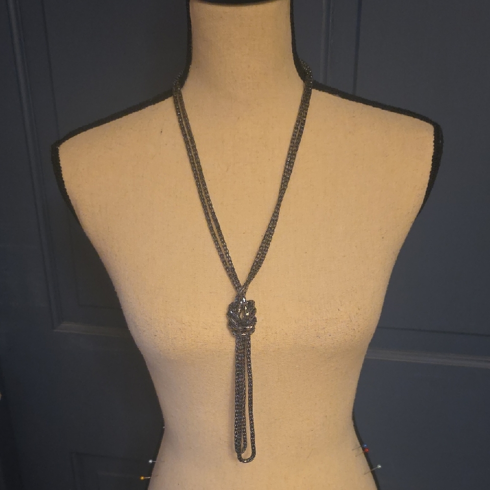 Platinum Or Titanium Colored Knot Necklace